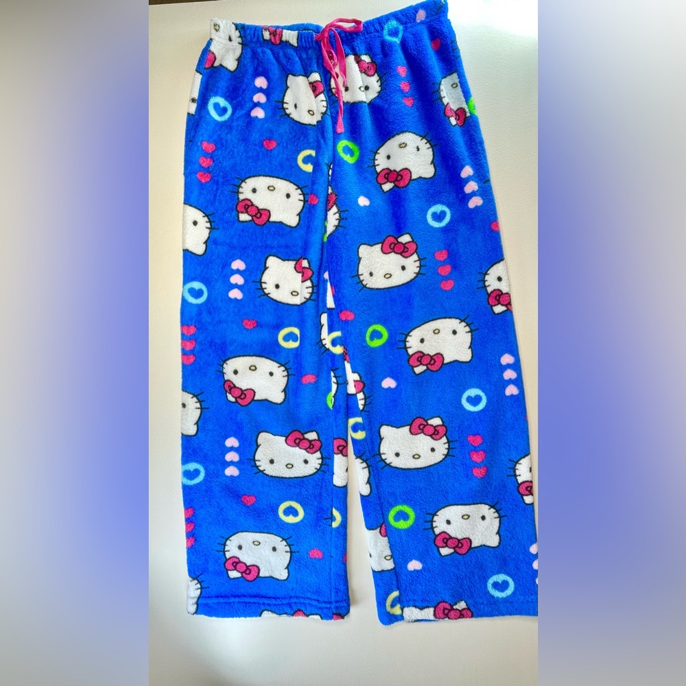 Woman’s Rare Vintage Hello Kitty Fleece PJ Pants | XL | Royal Blue